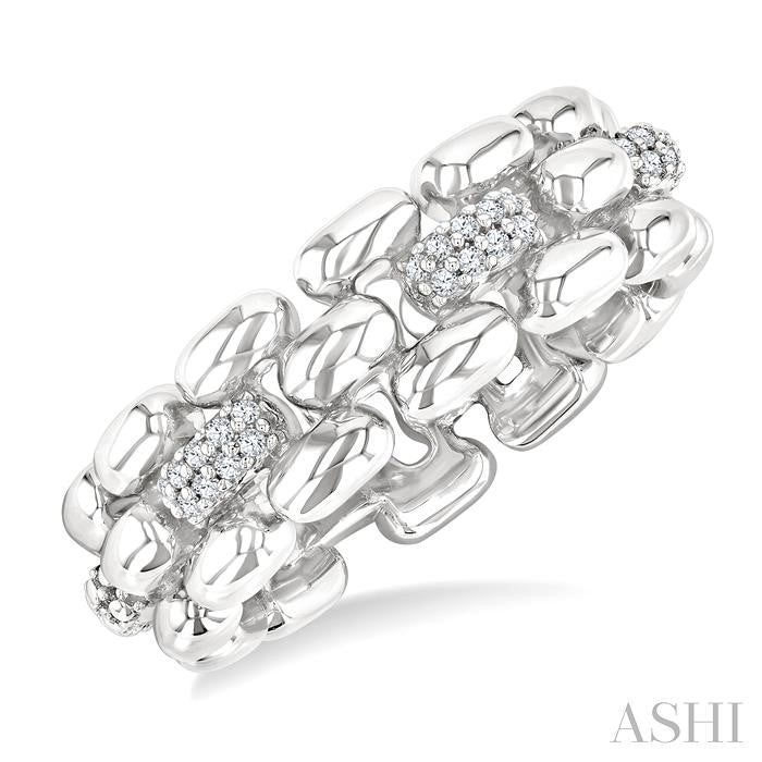 ASHI Silver Bold Panther Link Diamond Fashion Ring 88958PPSSSLRG