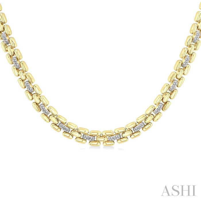 ASHI Gold Vermeil Bold Panther Link Diamond Fashion Necklace 8895QPPSSSLNK-GV