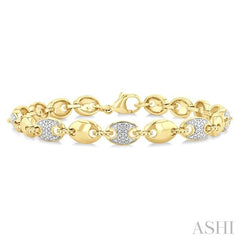 ASHI Gold Vermeil Bold Mariner Link Diamond Fashion Bracelet 88960PPSSSLTB-GV