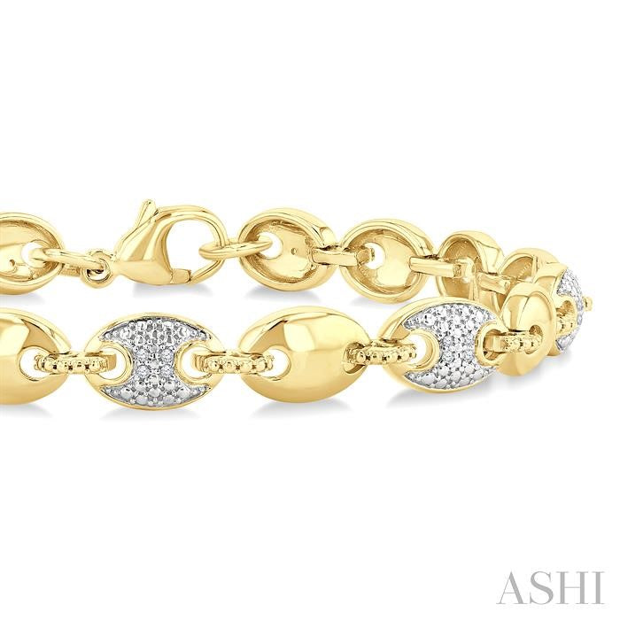 ASHI Gold Vermeil Bold Mariner Link Diamond Fashion Bracelet 88960PPSSSLTB-GV