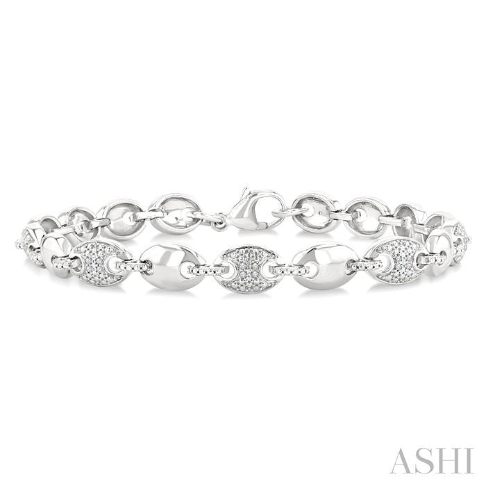 ASHI Silver Bold Mariner Link Diamond Fashion Bracelet 88960PPSSSLTB