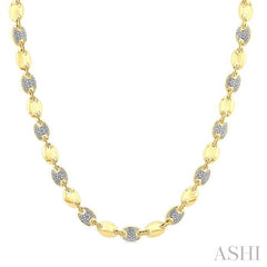 ASHI Gold Vermeil Bold Mariner Link Diamond Fashion Necklace 8896QPPSSSLNK-GV