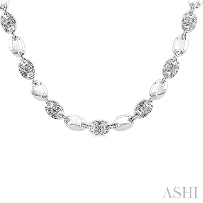 ASHI Silver Bold Mariner Link Diamond Fashion Necklace 8896QPPSSSLNK