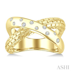 ASHI Gold Vermeil Bold Criss Cross Diamond Ring 889A9PPSSSLRG-GV