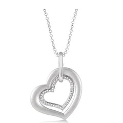 Parkplace Jewelers Silver Twice Heart Shape Diamond Fashion Pendant 87469PPSSSLPD