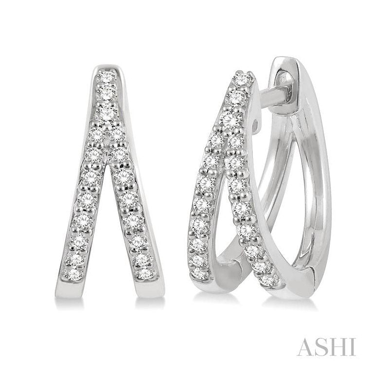 ASHI Split Petite Diamond Huggie Fashion Earrings 673V7PPTSERWG