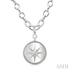 ASHI Silver Compass Medallion Diamond Fashion Pendant 89049PPSGSLPD