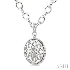 ASHI Silver Circle Floral Medallion Diamond Fashion Pendant 89059PPSSSLPD