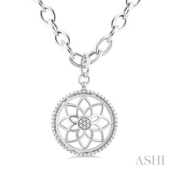 ASHI Silver Circle Floral Medallion Diamond Fashion Pendant 89059PPSSSLPD