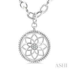 ASHI Silver Circle Floral Medallion Diamond Fashion Pendant 89059PPSSSLPD