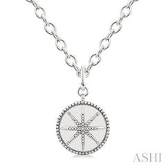 ASHI Silver Compass Medallion Diamond Fashion Pendant 89069PPSSSLPD