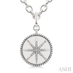 ASHI Silver Compass Medallion Diamond Fashion Pendant 89069PPSSSLPD