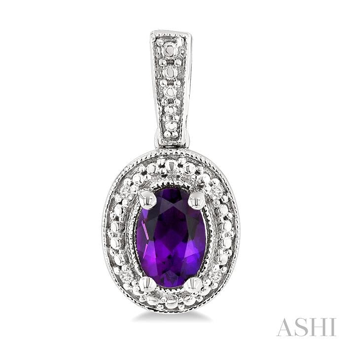 ASHI Silver Oval Shape Gemstone & Diamond Earrings 89089PPSSAMSLER-OV