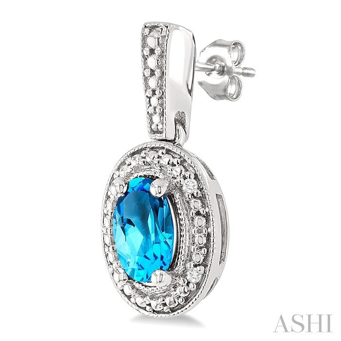 ASHI Silver Oval Shape Gemstone & Diamond Earrings 89089PPSSBTSLER-OV