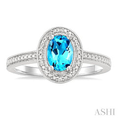 ASHI Silver Oval Shape Gemstone & Diamond Ring 89089PPSSBTSLRG-OV