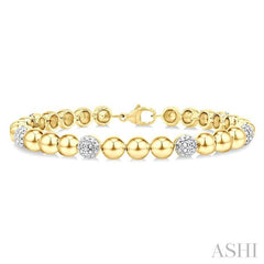 ASHI Gold Vermeil Bold Bead Diamond Fashion Bracelet 89097PPSSSLTB-0.20GV