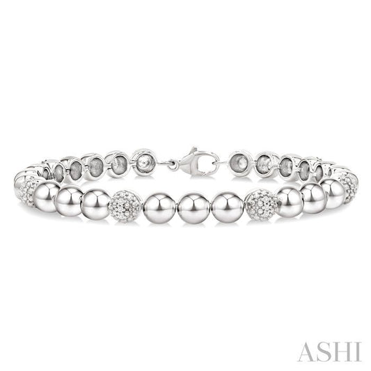 ASHI Silver Bold Bead Diamond Fashion Bracelet 89097PPSSSLTB-0.20