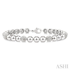 ASHI Silver Bold Bead Diamond Fashion Bracelet 89097PPSSSLTB-0.20
