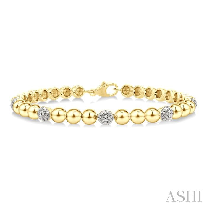 ASHI Gold Vermeil Bold Bead Diamond Fashion Bracelet 89098PPSSSLTB-0.15GV
