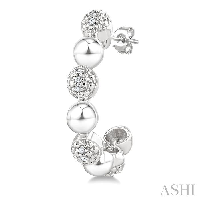 ASHI Silver Bold Bead Diamond Half Hoop Earrings 89099PPSSSLER