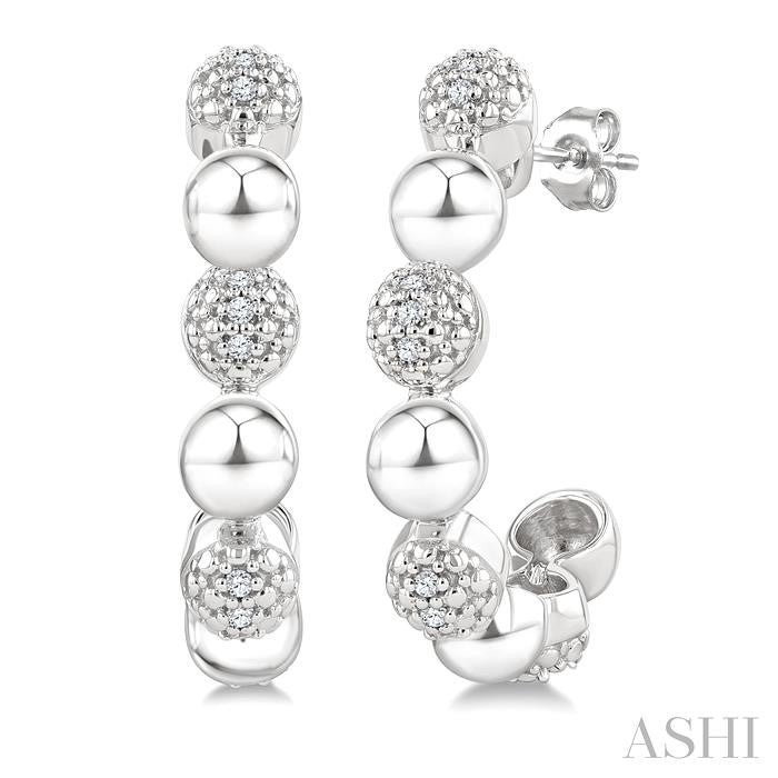 ASHI Silver Bold Bead Diamond Half Hoop Earrings 89099PPSSSLER