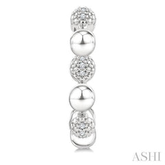 ASHI Silver Bold Bead Diamond Half Hoop Earrings 89099PPSSSLER