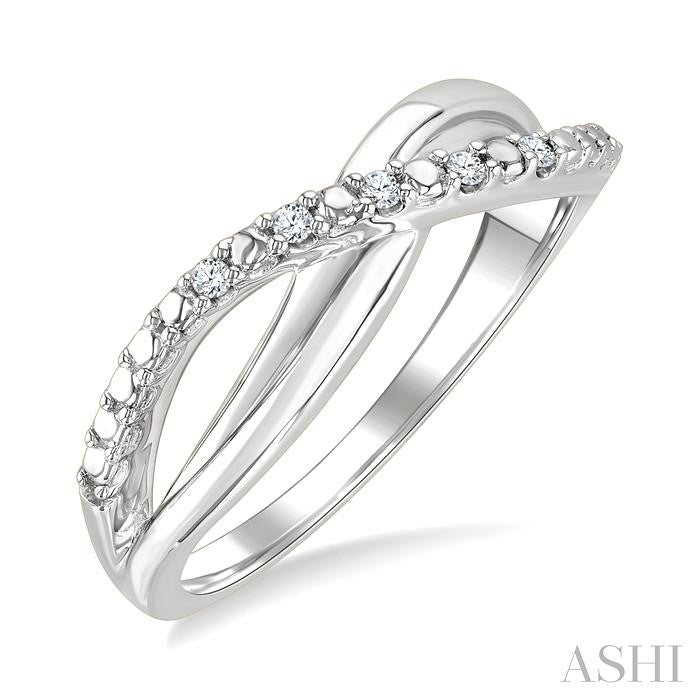 ASHI Silver Criss Cross Diamond Ring 890A9PPSSSLRG