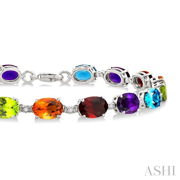 ASHI Silver Oval Shape Gemstone & Diamond Bracelet 89109PPSSRNBSLTB