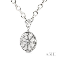 ASHI Silver Compass Medallion Diamond Fashion Pendant 89268PPSSSLPD