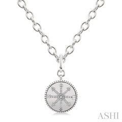 ASHI Silver Compass Medallion Diamond Fashion Pendant 89268PPSSSLPD