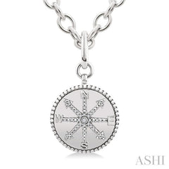 ASHI Silver Compass Medallion Diamond Fashion Pendant 89268PPSSSLPD