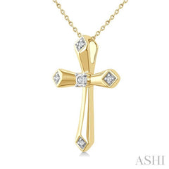 ASHI Gold Vermeil Cross Diamond Fashion Pendant 892A9PPSSSLPD-GV