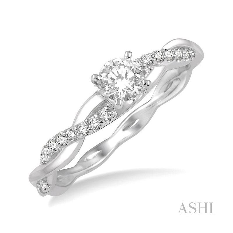 ASHI Round Shape Diamond Engagement Ring 263J5PPFHWG-LE