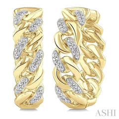 ASHI Gold Vermeil Curb & Cuban Diamond Hoop Earrings 89388PPSSSLER-GV