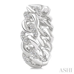 ASHI Silver Curb & Cuban Diamond Hoop Earrings 89388PPSSSLER