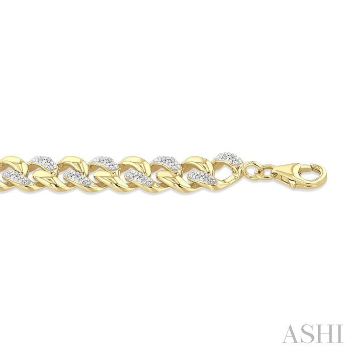 ASHI Gold Vermeil Bold Curb & Cuban Diamond Bracelet 89388PPSSSLTB-GV