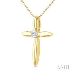 ASHI Gold Vermeil Cross Diamond Fashion Pendant 893A9PPSGSLPD-GV