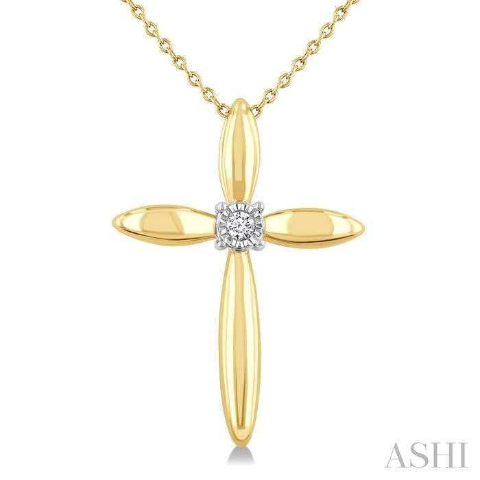 ASHI Gold Vermeil Cross Diamond Fashion Pendant 893A9PPSGSLPD-GV