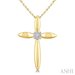 ASHI Gold Vermeil Cross Diamond Fashion Pendant 893A9PPSGSLPD-GV