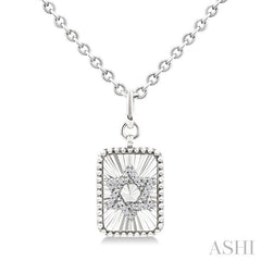ASHI Silver Rectangle Star Of David Fluted Medallion Diamond Pendant 89428PPSSSLPD-RCT