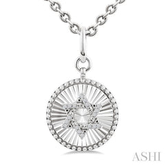 ASHI Silver Circle Star Of David Fluted Medallion Diamond Pendant 89428PPSSSLPD-RD