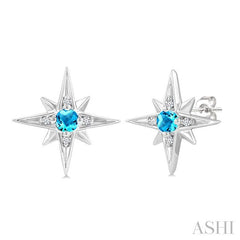 ASHI Silver Star Gemstone & Diamond Fashion Earrings 896A9PPSGBTSLER