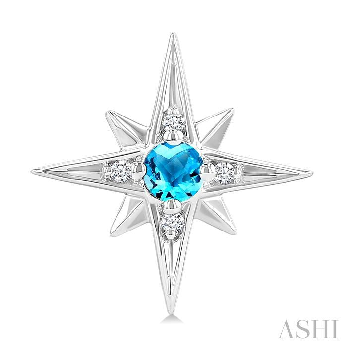 ASHI Silver Star Gemstone & Diamond Fashion Earrings 896A9PPSGBTSLER