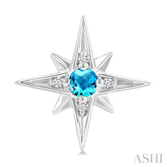 ASHI Silver Star Gemstone & Diamond Fashion Earrings 896A9PPSGBTSLER