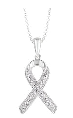 Parkplace Jewelers Silver Support Ribbon Diamond Fashion Pendant 87759PPSSSLPD