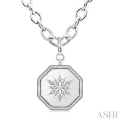 ASHI Silver Octagon Floral Medallion Diamond Fashion Pendant 89779PPSSSLPD