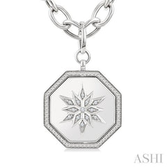 ASHI Silver Octagon Floral Medallion Diamond Fashion Pendant 89779PPSSSLPD