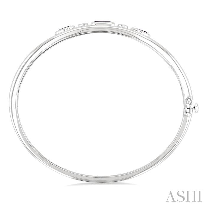 ASHI Silver Mixed Shape Gemstone & Diamond Bangle 897A8PPSGBTAMSLBG