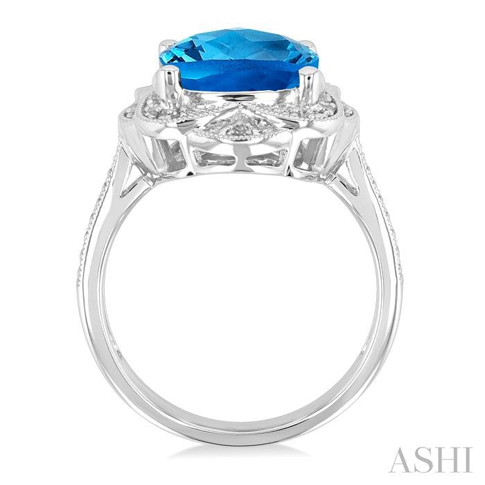 ASHI Silver Cushion Shape Gemstone & Diamond Ring 89849PPSSBTSLRG