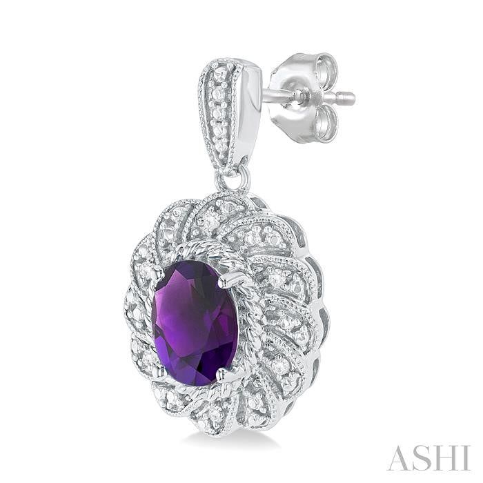 ASHI Silver Oval Shape Gemstone & Diamond Earrings 89889PPSSAMSLER